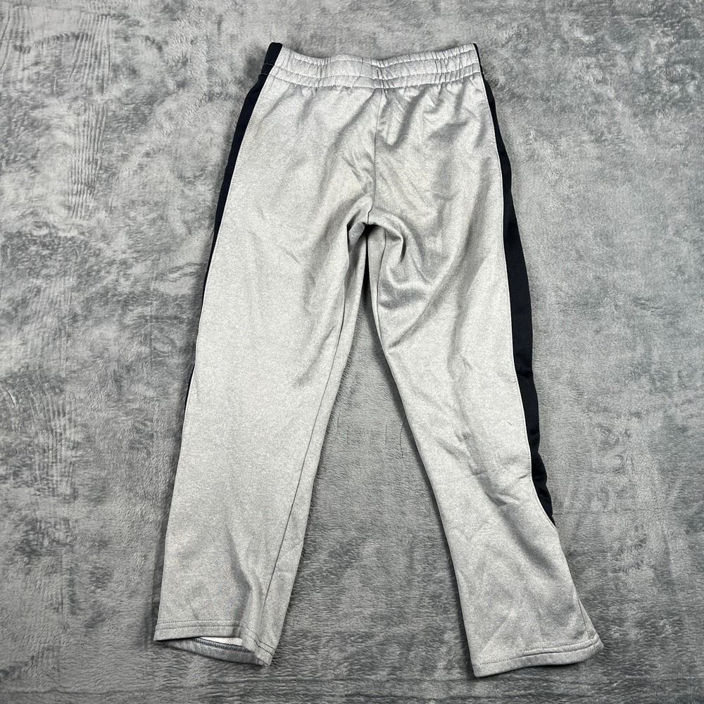 Under Armour Sweatpants Youth Medium Gray Black Striped Loose Fit Drawstring